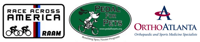 RAAM, Pedal for Pets, OrthoAtlanta logos